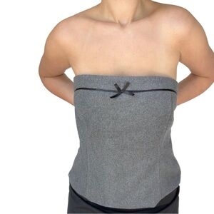 NWT zara grey fleece strapless bow top